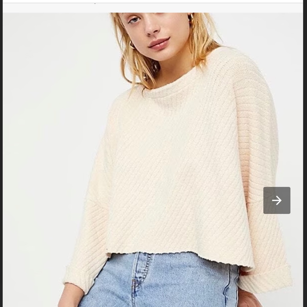 Free People Oversized Sweater “I Can’t Wait Sweater” in Cream size S